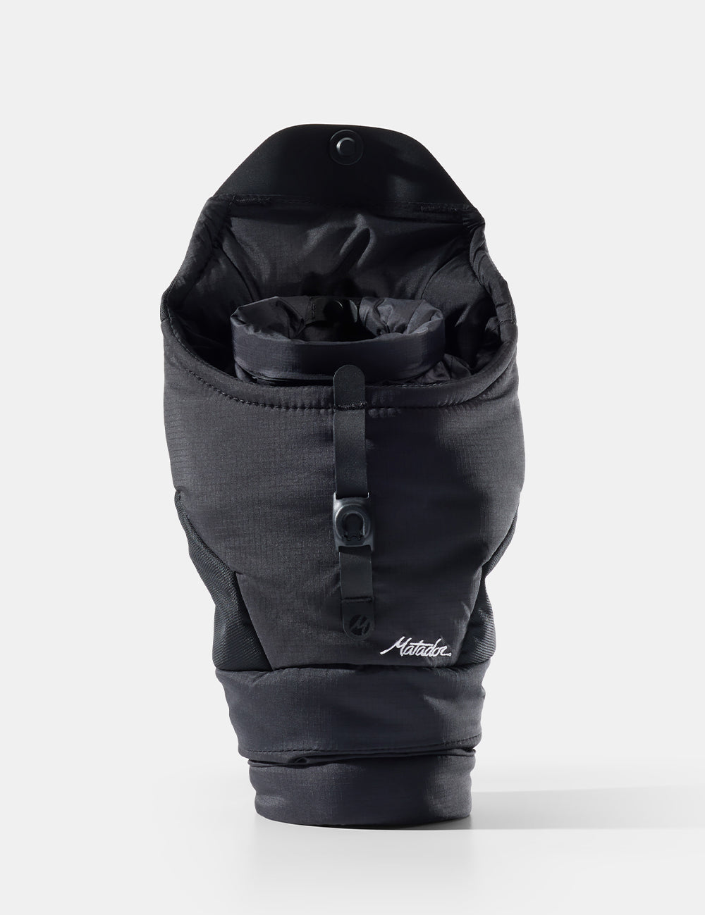 Black insulated camera base layer on a white background